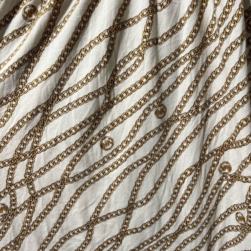 MICHAEL KORS 2X BONEGOLD CHAIN PEASANT STYLE BLOUSE COTTON MODAL - Picture 4 of 7